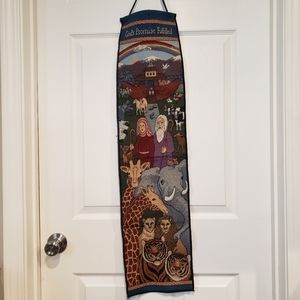 Vintage Hanging Wall Tapestry God's Promise Fulfilled Noah's Ark Animals